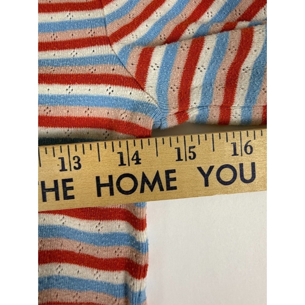 Boden Girls 13-14Y Pointelle Stripe Long Sleeve Top Pink Blue Red Multicolor - Picture 5 of 7